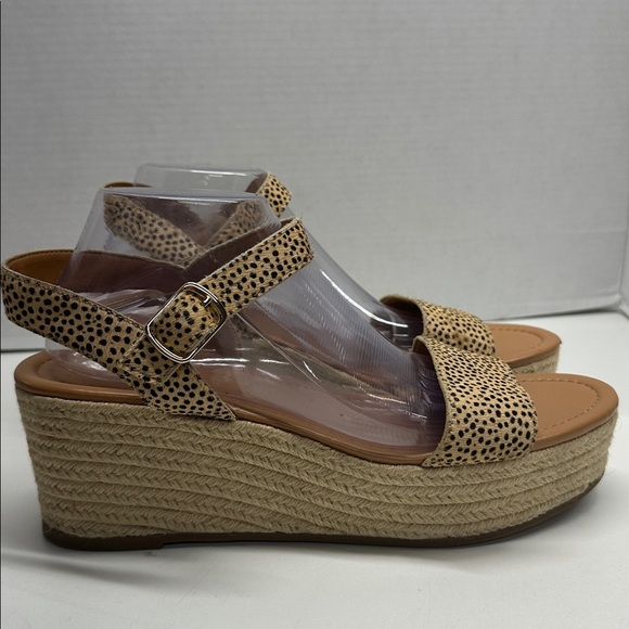 J Crew Platform Espadrilles Sandals Open Toe Leopard Calf Hair Animal Print 12 - Picture 1 of 11